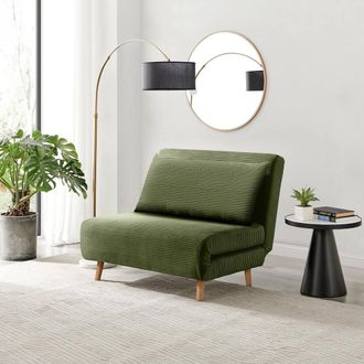 Furniturebox Bobby Green Jumbo Corduroy Single Folding Sofa Bed Chair