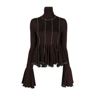 Siedres Siedr&eacute;s - Renti Turtleneck - Dames - Truien - Bruin - Maat: XS Leer