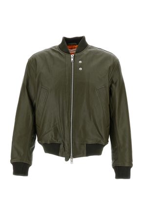 Sunflower Black Flight-Style Leather Bomber Jacket