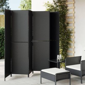 vidaXL Biombo De 6 Paneles Rat&aacute;n Sint&eacute;tico Negro Vidaxl