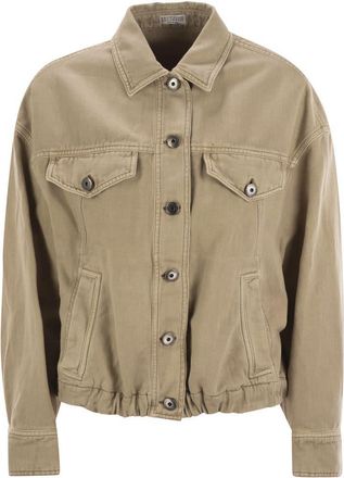 Brunello Cucinelli Brunello Cucinelli Womens Four-pocket Jacket In Garment-dyed Cotton-linen Cover-up With Moniline - Sage Green - Size EU 44 (Womens)