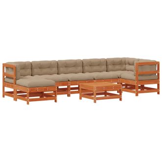 vidaXL Conjunto De Sof&aacute;s De Jard&iacute;n 8 Pcs Marr&oacute;n Cera Vidaxl
