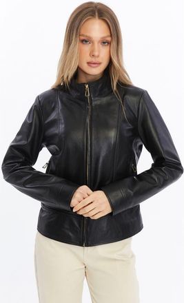FURNIQ Blythe Leather Jacket in Black at Nordstrom, Size Xx-Large