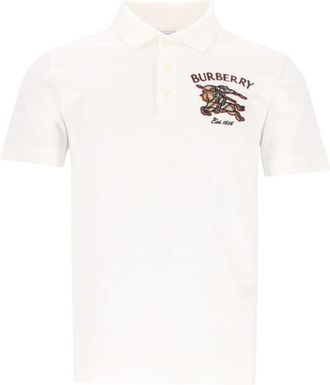 Burberry Polo shirt van katoenpiqu&eacute; - Heren - Polos - Wit - S - Katoen - Tops