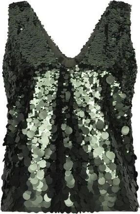 Dante6 Lavelle Pailletten Singlet - Dames - Tops - Groen - Maat: M Satijn