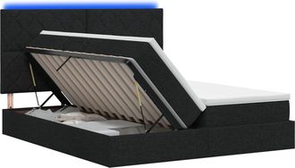 vidaXL Cama De Almacenamiento Led Con Colch&oacute;n Negro 200 X 200 Cm Tela Vidaxl