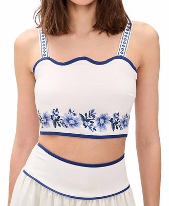 Moon River Floral Crop Top In Blue