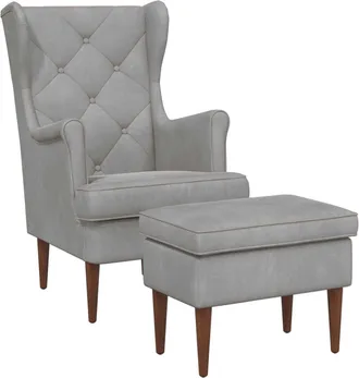 vidaXL Sill&oacute;n Con Pouf 2 Uds. Gris Claro Terciopelo Vidaxl
