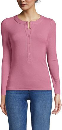 Lands End Drapey Rib Skimming Long Sleeve Henley in Soft English Rose at Nordstrom, Size X-Small