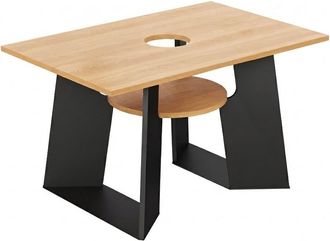 STILVORA Mesa De Comedor En Mdf Con Tapa Central Abatible Y Estante Inferior - 130&times;85&times;75 Cm, Negro Y Natural
