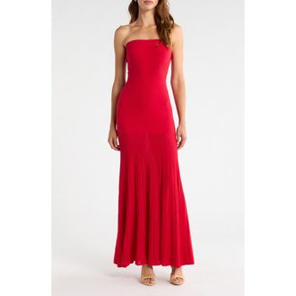 Line & Dot Arlo Strapless Stretch Cotton Tube Dress in Red at Nordstrom, Size X-Small