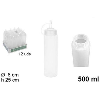 Trade Shop Trade Shop - Set 12pz Bottiglie Dosatore Plastica Beccuccio Per Salse Condimenti 500ml 102785