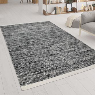 Paco Home Paco Home - Alfombra Sal&oacute;n Tejido Plano Confeccionado A Mano En Lana Y Algod&oacute;n Marr&oacute;n Blanco 200x300 Cm