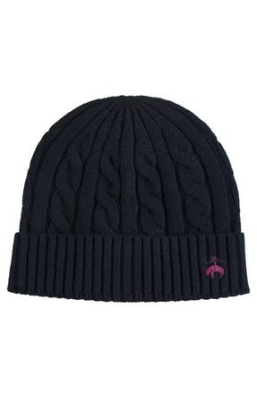 Brooks Brothers Cashmere Blend Classic Cable Hat in Black at Nordstrom