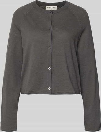 Marc O'Polo Relaxed Fit Strickjacke aus Baumwoll-Leinen-Mix in Dunkelgrau, Gr&ouml;&szlig;e XS