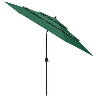 Berkfield Home 3-Tier Parasol with Aluminium Pole Green 3 m
