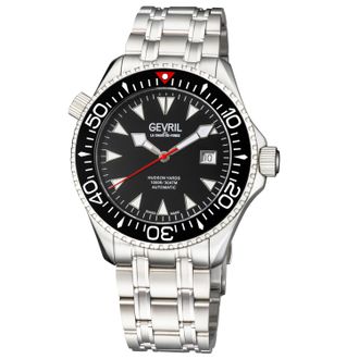 Gevril Group Mens Hudson Yards Black Dial Stainless Steel Watch - One Size