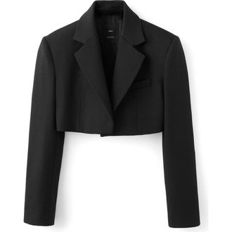 Mango x Kaia Gerber Wool Crop Blazer in Black at Nordstrom Rack, Size Large