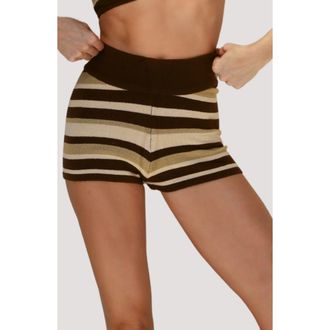 Stone Fox Swim Roma Knit Shorts in Earth Stripe at Nordstrom, Size X-Small/small
