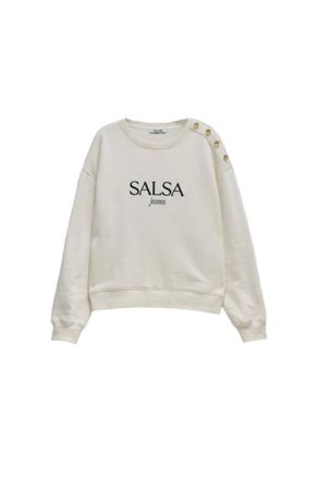 Salsa Sweatshirt SALSA Salsa Jeans Sweatshirt Branding Sweater, Damen, Gr. S, beige, Obermaterial: 100% Baumwolle CO., Sweatshirts Sweatshirt