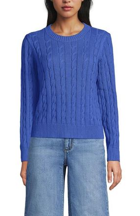 Lands End Cotton Cable Drifter Crewneck Sweater in Clear Blue at Nordstrom, Size X-Large P