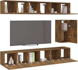 Berkfield Home Classic 7 Piece TV Cabinet Set Smoked Oak Engineered Wood in Brown