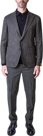 Tagliatore Single-breasted Jasje - Heren - Business pakken - Grijs - 2XL - Leer - Kostuums
