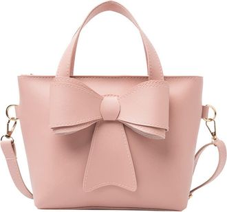 Generic Leather Tote Bag with Zipper for Women, Fashion Bowknot Purse and Handbags Top Handle Satchel Crossbody Bags (Pink)