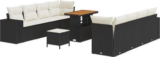 vidaXL Vidaxl - Garden Sofa Set Height-Adjustable 11 pcs Black Poly Rattan