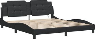vidaXL Vidaxl - Estructura Cama Led Sin Colch&oacute;n Cuero Sint&eacute;tico Negro 180x200cm