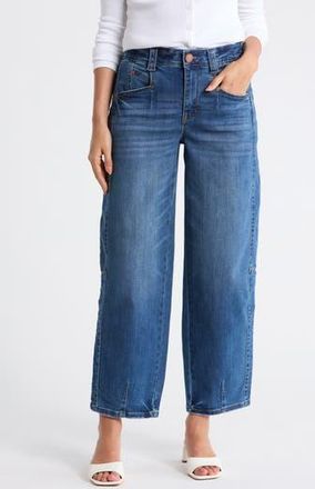 Democracy Relaxed Fit Barrel Leg Jeans in Mid Blue Artisanal at Nordstrom Rack, Size 12