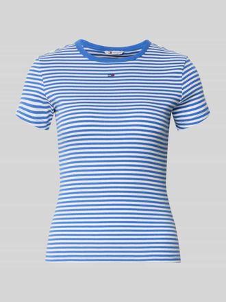 Tommy Jeans Slim Fit T-Shirt aus Baumwoll-Mix in Blau, Gr&ouml;&szlig;e XL