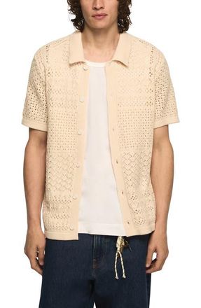 Lucky Brand Granny Open Stitch Button-Up Shirt in Whitecap Gray at Nordstrom, Size Xx-Large