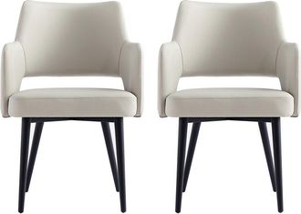 Manhattan Comfort Set Of 2 Tremont Modern Leatherette Dining Arm Chairs With Metal Legs