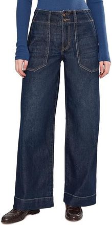 Liverpool L.A. Mid-rise Patch Pocket Wide Leg Double Button Pants Womens Clothing Salt Lake : 10 30, Cotton/Denim/Polyester