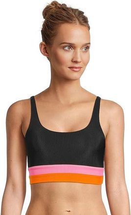 Beach Riot Mackenzie Top Womens Swimwear Sangria Sunset Color-Block : SM, Nylon/Spandex