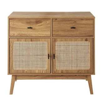 Calicosy 2-Door Rattan Chest Of Drawers With 2 Drawers, 90 Cm Wide - ALIA in Light Brown