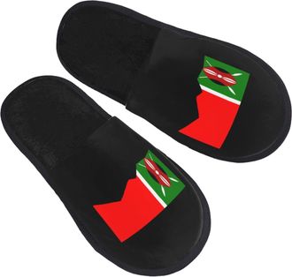 Generic Mens Slipper Kikuyu flag Portable Spa Slippers Plush Breathable Hotel Slippers Indoor Guest L