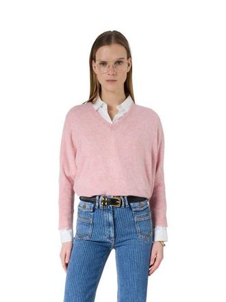Gerard Darel Lenae V-Neck Loose Fit Jumper in Pink at Nordstrom