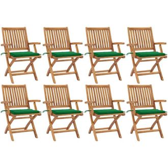 vidaXL Sillas De Jard&iacute;n Plegables 8 Uds Madera Maciza Teca Con Cojines Vidaxl