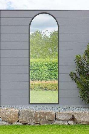 MirrorOutlet Black Framed Arched Garden Wall Mirror 71 X 24 (180CM X 60CM) | Size: 1 Pack