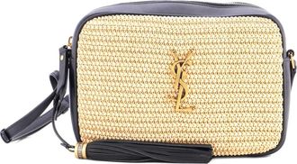 Saint Laurent Lou Camera Bag Woven Raffia Small crossbody bag - Zwart