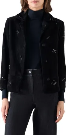 Akris Embellished Suede Jacket in Black at Nordstrom, Size 10