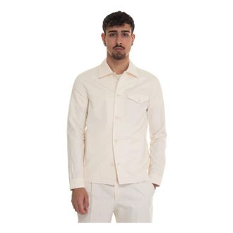 Hindustrie Knoopsluiting Overshirt met Borstzak - Heren - Zomerjassen - Beige - 3XL - Katoen - Jassen