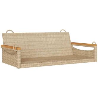 vidaXL Banco Columpio De Rat&aacute;n Sint&eacute;tico Beige 109x62x40 Cm Vidaxl