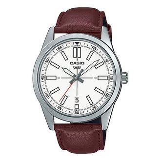Casio Casio Dress Pointer Display Analog Watch Red Silver White MTP-VD02L-7E