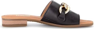 Gabor Metal Chain Slippers - Dames - Sandalen - Zwart - 37 1/2 EU - Leer - Schoenen