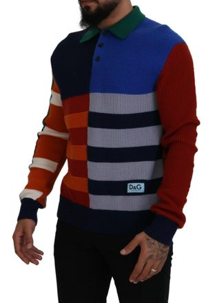 Dolce & Gabbana Mens Striped Virgin Wool Sweater Multicolor