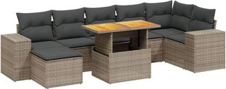 vidaXL Vidaxl - Set De Sof&aacute;s De Jard&iacute;n 8 Pzas Y Cojines Rat&aacute;n Sint&eacute;tico Gris