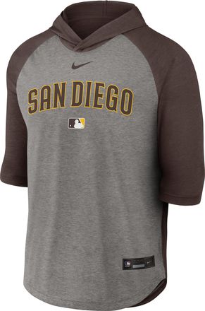 Nike San Diego Padres Authentic Collection Flux Nike Mens Dri-FIT MLB 3/4-Sleeve Hooded T-Shirt in Brown | 04HI0GIRPYP-LQZ